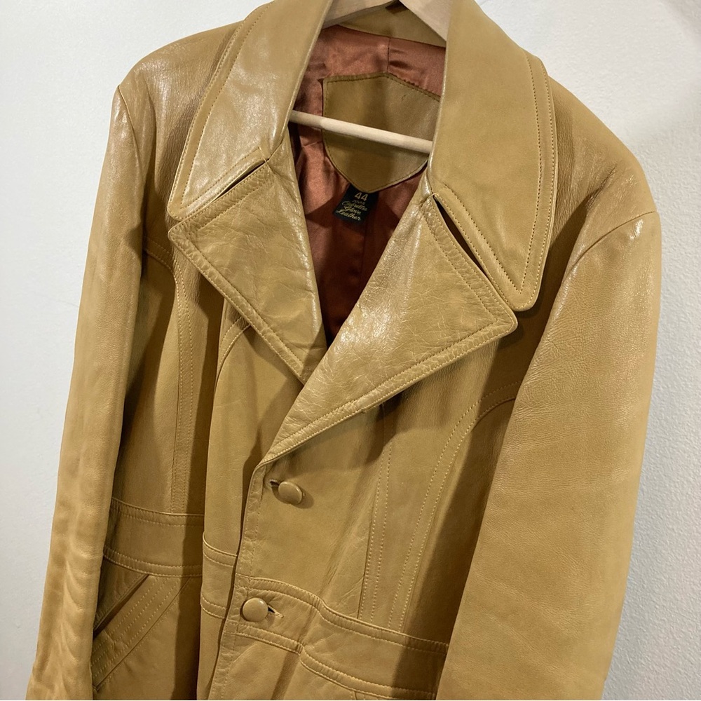 Vintage Leather Jacket, Cabretta Glove Leather, Tan Coat - Picture 2 of 13